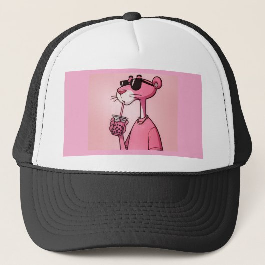 Pink Panther Hat – Cute & Bold Pink Tiger Cap Trucker Pet (Voorkant)