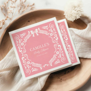 Pink Papel Picado-Baby shower Servet