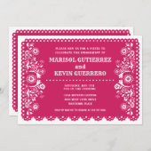Pink Papel Picado Cinco de Mayo Engagement Party Kaart (Voorkant / Achterkant)