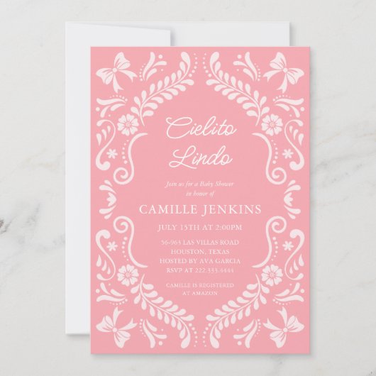 Pink Papel Picado Mexicaans Baby shower Kaart (Voorkant)