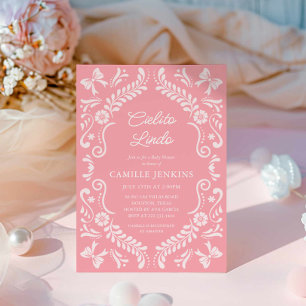 Pink Papel Picado Mexicaans Baby shower Kaart