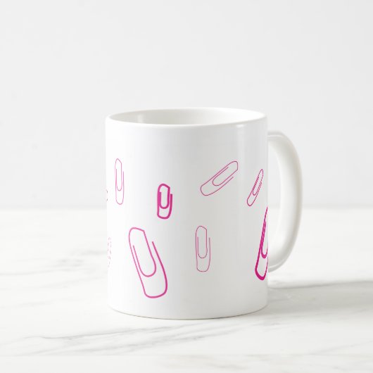 pink paper clip retro design  koffiemok (Voorkant rechts)