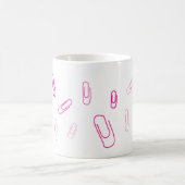 pink paper clip retro design  koffiemok (Center)