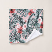 Pink Paradise Tropical Island Floral Botanical Bad Handdoek (Wasdoekje)