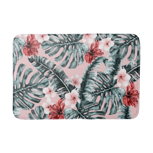 Pink Paradise Tropical Island Floral Botanical Badmat (Voorkant)