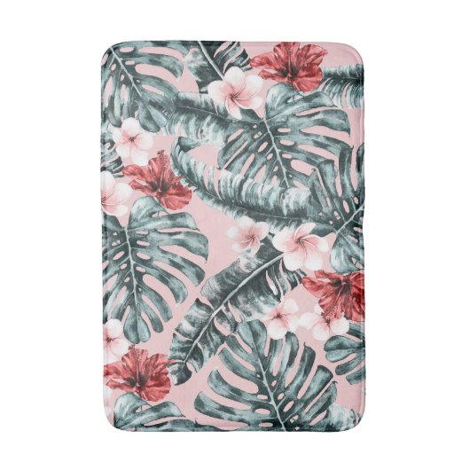 Pink Paradise Tropical Island Floral Botanical Badmat (Voorkant Verticaal)