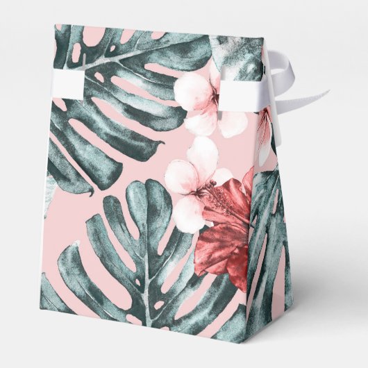 Pink Paradise Tropical Island Floral Botanical Bedankdoosjes (Achterkant)