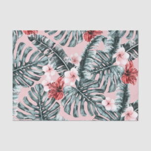 Pink Paradise Tropical Island Floral Botanical Tissuepapier