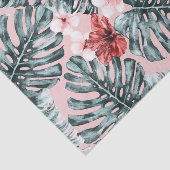 Pink Paradise Tropical Island Floral Botanical Tissuepapier (Detail)
