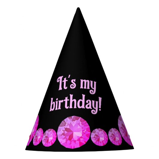 Pink Pareltjes Party Pet Feesthoedjes (Voorkant)