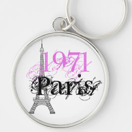Pink Paris Eiffel Tower 50th Birthday Sleutelhanger