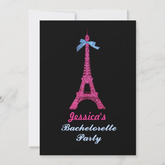 Pink Paris Eiffel Tower Bachelorette Kaart (Voorkant)