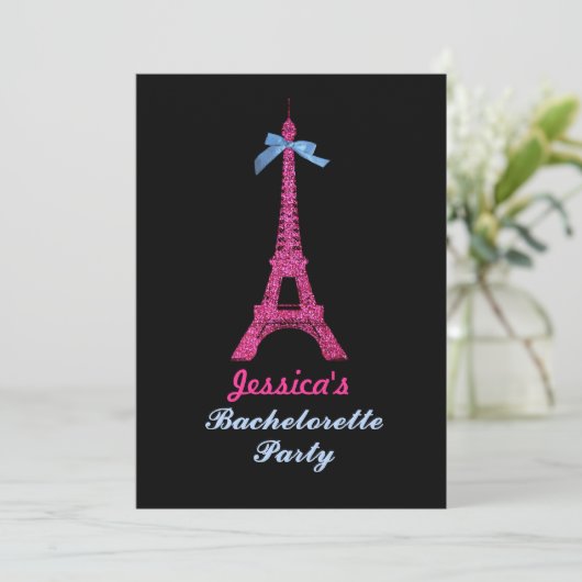 Pink Paris Eiffel Tower Bachelorette Kaart (Staand voorkant)