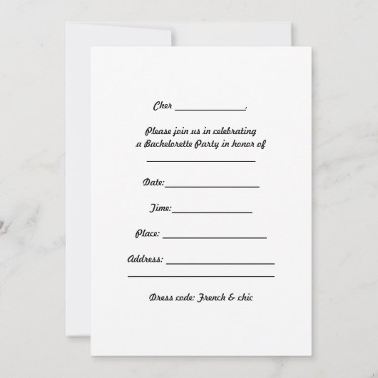 Pink Paris Eiffel Tower Bachelorette Kaart (Achterkant)