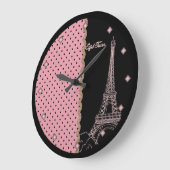 Pink Paris Eiffel Tower Round Wall klok (Hoek)