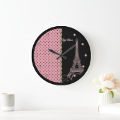 Pink Paris Eiffel Tower Round Wall klok (Huis)