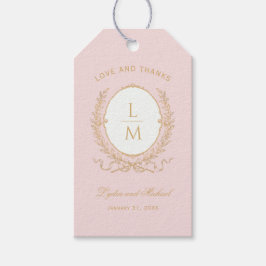 Pink Paris Glam | Monogram bruiloft Cadeaulabel