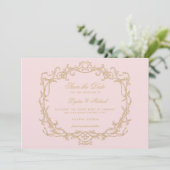  Pink Paris Glam Save The Date (Staand voorkant)