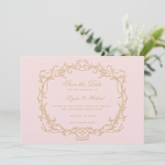 Pink Paris Glam Save The Date (Staand voorkant)