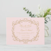  Pink Paris Glam Save The Date (Staand voorkant)