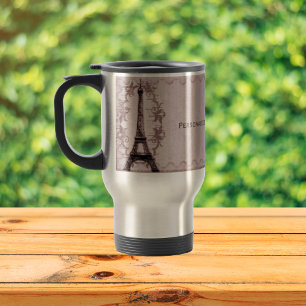 Pink Paris Grunge Travel Mug Reisbeker