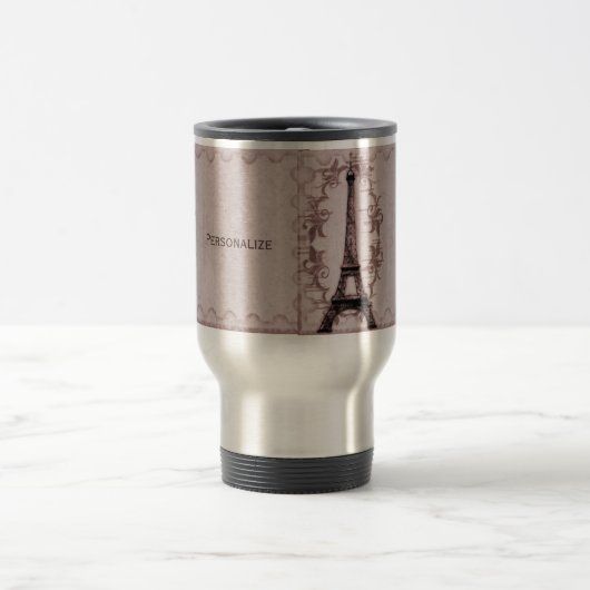 Pink Paris Grunge Travel Mug Reisbeker (Center)