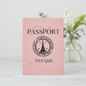 Pink Paris Passport Party Invite Save The Date (Staand voorkant)