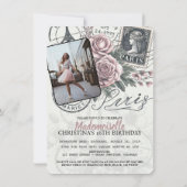 Pink Paris Passport Party Invite Save The Date (Achterkant)