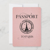 Pink Paris Passport Party Invite Save The Date (Voorkant)