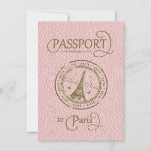 Pink Paris Passport Party Invite Save The Date