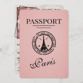 Pink Paris Passport Party Kaart (Voorkant / Achterkant)