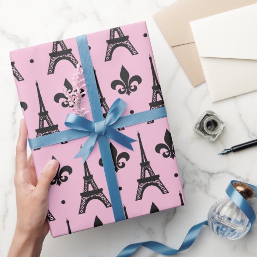Pink Paris patroonpartij Eiffel tower wrap Cadeaupapier (Geschenken)