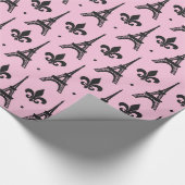 Pink Paris patroonpartij Eiffel tower wrap Cadeaupapier (Hoek)