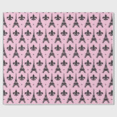 Pink Paris patroonpartij Eiffel tower wrap Cadeaupapier (Vlak)