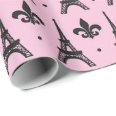 Pink Paris patroonpartij Eiffel tower wrap Cadeaupapier (Rol Hoek)
