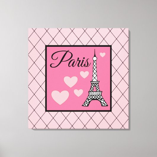 Pink Paris Sign Wall Art Canvas Afdruk (Voorkant)