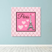 Pink Paris Sign Wall Art Canvas Afdruk (Insitu (Houten vloer))