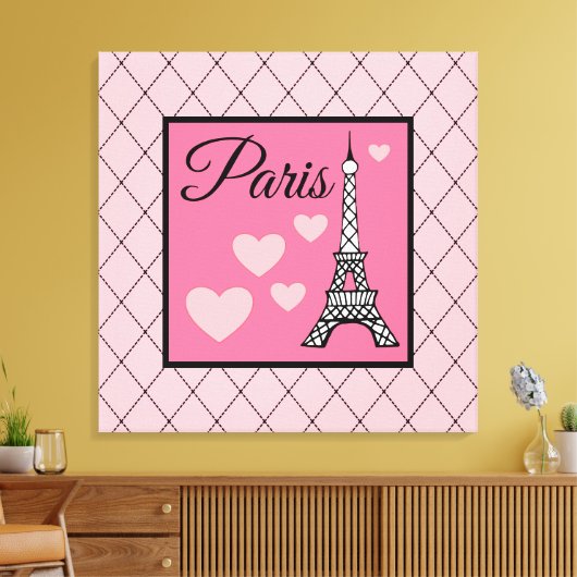 Pink Paris Sign Wall Art Canvas Afdruk (Insitu (Woonkamer))