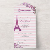 Pink Paris Theenmaal Quinceañera All In One Uitnodiging (Binnen)
