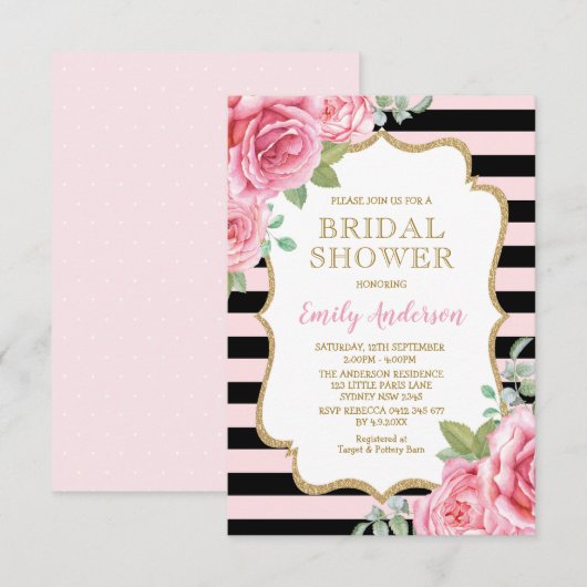 Pink Paris Vrijgezellenfeest Waterverf Rozen Wedde Kaart (Voorkant / Achterkant)