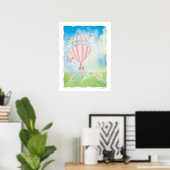 Pink Paris Waterverf D'Aire Ballon Poster (Thuiskantoor)