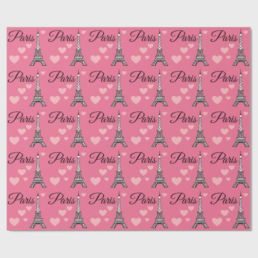 Pink Paris Wrapping Paper  Cadeaupapier (Vlak)