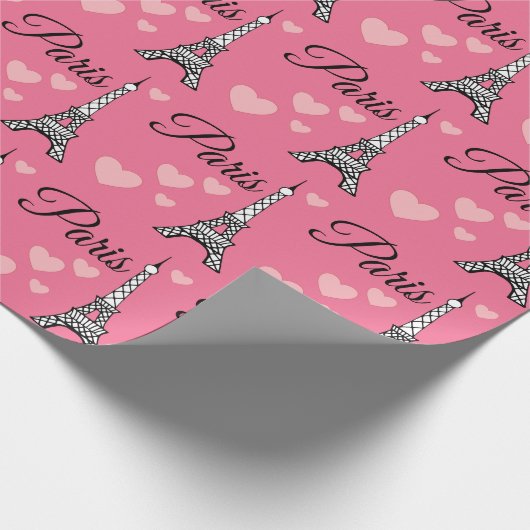 Pink Paris Wrapping Paper  Cadeaupapier (Hoek)