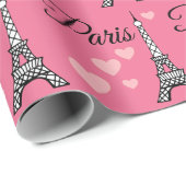 Pink Paris Wrapping Paper  Cadeaupapier (Rol Hoek)