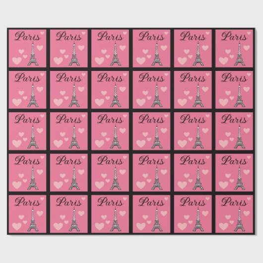 Pink Paris Wrapping Paper  Cadeaupapier (Vlak)
