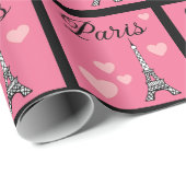 Pink Paris Wrapping Paper  Cadeaupapier (Rol Hoek)