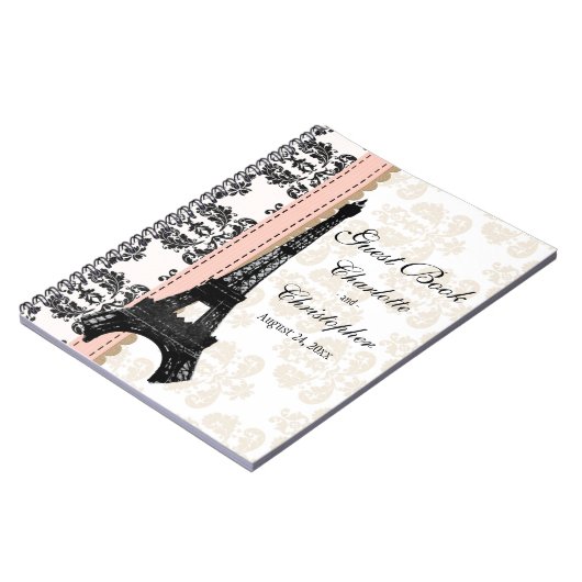 Pink Parisian Eiffel Tower Weddenschap Boek Notitieboek (Linkerzijde)