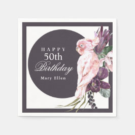 Pink Parrot Boho Botanical 50th Birthday Servet
