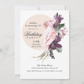 Pink Parrot Boho Tropical 21st Birthday Party Kaart (Voorkant)