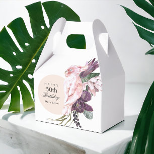 Pink Parrot Boho Tropical 50th Birthday Party Bedankdoosjes